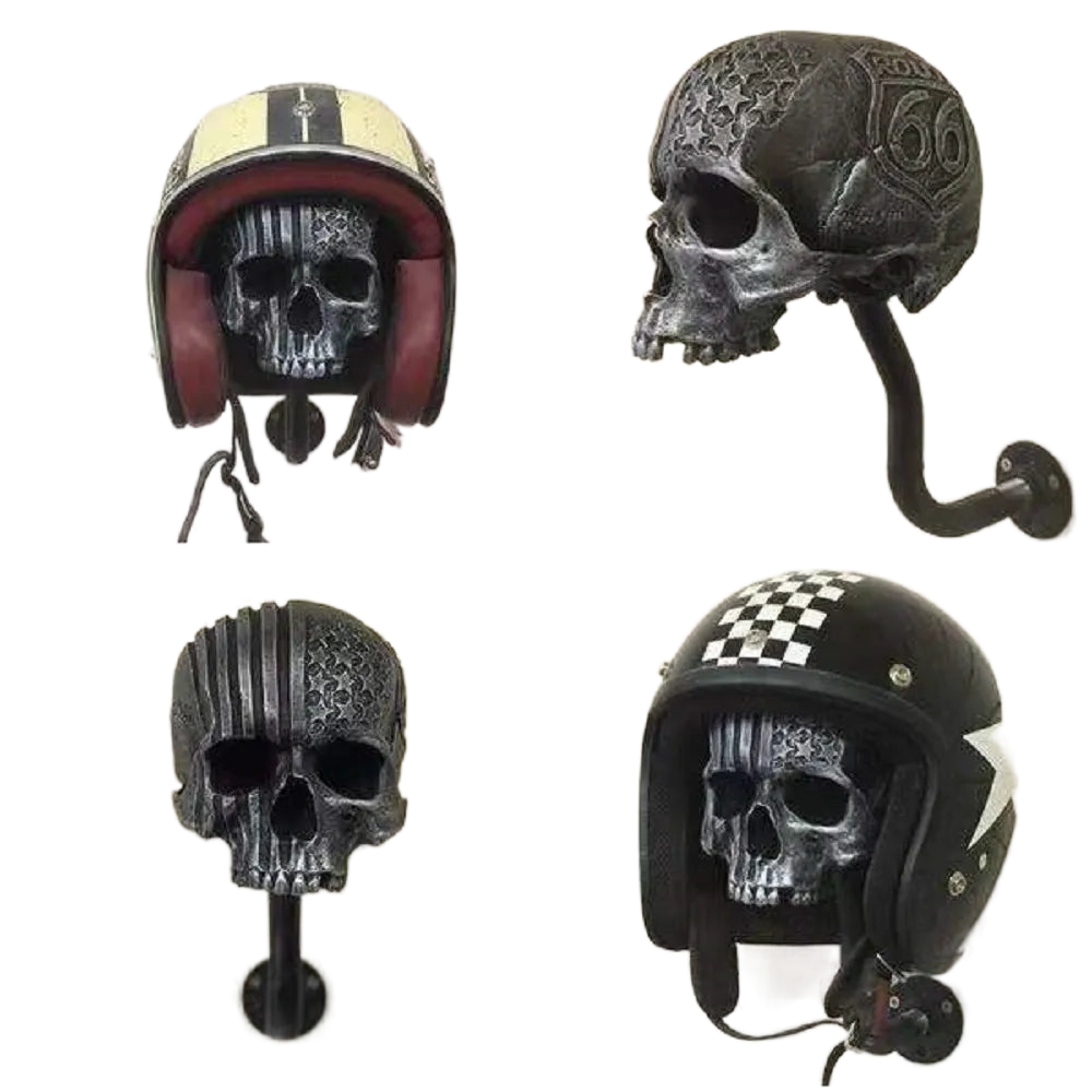 bike mount motorcycle helmet hanger Creative Cool Skull Motorcycle Helmet Holder Wall Mounted Adult Helmet – acacuss