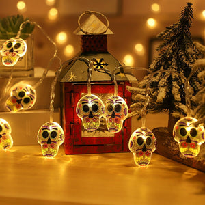 1.5m Halloween Led Skull Lights String Bat Tombstone Ghost Pumpkin Ornaments Tree Halloween Decoration for Home DIY Party Decor acacuss