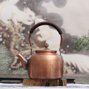 1.7L Red Copper Kettle Pure Handmade Copper Teapot Kung Fu Tea Kettle Large Capacity Boil Water Kettle Antique Kitchenware acacuss