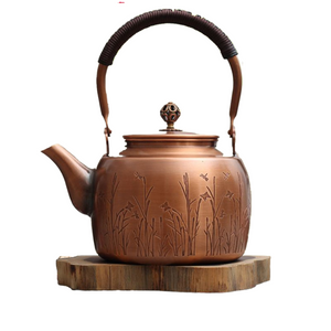 1.7L Red Copper Kettle Pure Handmade Copper Teapot Kung Fu Tea Kettle Large Capacity Boil Water Kettle Antique Kitchenware acacuss