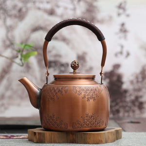 1.7L Red Copper Kettle Pure Handmade Copper Teapot Kung Fu Tea Kettle Large Capacity Boil Water Kettle Antique Kitchenware acacuss
