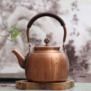 1.7L Red Copper Kettle Pure Handmade Copper Teapot Kung Fu Tea Kettle Large Capacity Boil Water Kettle Antique Kitchenware acacuss