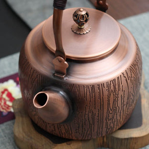 1.7L Red Copper Kettle Pure Handmade Copper Teapot Kung Fu Tea Kettle Large Capacity Boil Water Kettle Antique Kitchenware acacuss