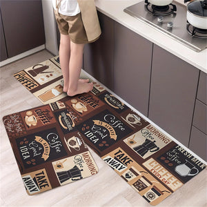 1 Kitchen Soft Mat, Vintage Coffee Printed Fluffy Mat, Machine Washable Kitchen Door Mat, Bedroom Corridor Entrance Mat acacuss