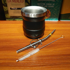1 PC/Lot Yerba Mate Gourds Set Stainless Cup Calabash 5 OZ & Straw Bombilla & Cleaning Brush Special For Lady and Children acacuss