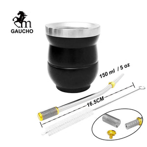1 PC/Lot Yerba Mate Gourds Set Stainless Cup Calabash 5 OZ & Straw Bombilla & Cleaning Brush Special For Lady and Children acacuss