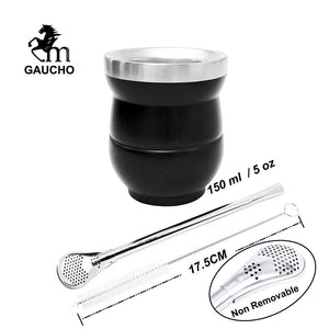 1 PC/Lot Yerba Mate Gourds Set Stainless Cup Calabash 5 OZ & Straw Bombilla & Cleaning Brush Special For Lady and Children acacuss