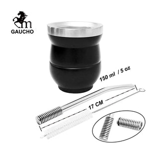 1 PC/Lot Yerba Mate Gourds Set Stainless Cup Calabash 5 OZ & Straw Bombilla & Cleaning Brush Special For Lady and Children acacuss