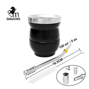 1 PC/Lot Yerba Mate Gourds Set Stainless Cup Calabash 5 OZ & Straw Bombilla & Cleaning Brush Special For Lady and Children acacuss