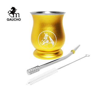 1 PC/Lot Yerba Mate Kits Include Stainless Gourds Calabash Cup 6 OZ & Straw Filter Bombilla & Cleaning Brush acacuss