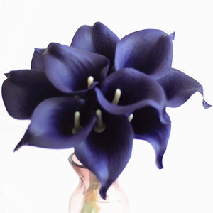 10 Navy Blue Calla Lilies PU Real Touch Flowers Wedding decoration Bouquets Centerpieces Fake artificial flowers Home Decoration acacuss