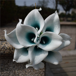 10 Navy Blue Calla Lilies PU Real Touch Flowers Wedding decoration Bouquets Centerpieces Fake artificial flowers Home Decoration acacuss
