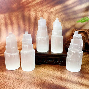 10CM Natural Selenite Skyscraper Crystal Tower Energy Quartz Reiki Stones White Gypsum For Cleansing Healing Meditation Witch acacuss