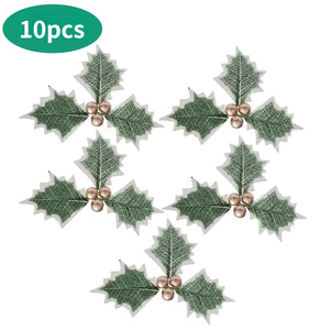 10Pcs Mini Simulation Christmas Pine Picks Stems Artificial Pine Needle Berry Plant for Xmas Party Home Decor Hanging Pendant acacuss