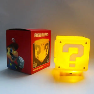10cm Super Mario Bros Figure LED Question Mark Brick Night Light USB Charging Anime Desk Lamp Statue Decorative Light Kids Gifts acacuss