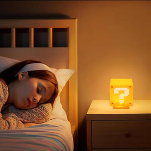 10cm Super Mario Bros Figure LED Question Mark Brick Night Light USB Charging Anime Desk Lamp Statue Decorative Light Kids Gifts acacuss