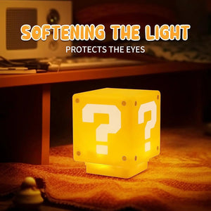 10cm Super Mario Bros Figure LED Question Mark Brick Night Light USB Charging Anime Desk Lamp Statue Decorative Light Kids Gifts acacuss