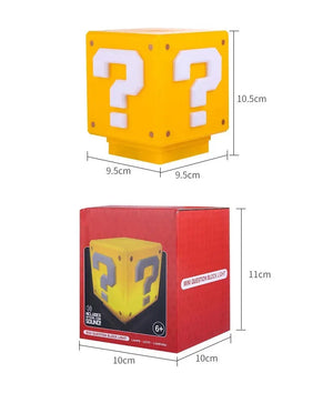 10cm Super Mario Bros Figure LED Question Mark Brick Night Light USB Charging Anime Desk Lamp Statue Decorative Light Kids Gifts acacuss