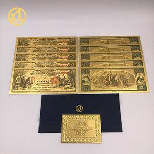 10pcs/lot USA 100 Dollar Gold Foiled Platsic Banknote Bill United States OF America with Envelope for gifts acacuss