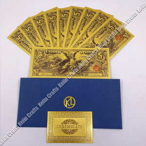 10pcs/lot USA 100 Dollar Gold Foiled Platsic Banknote Bill United States OF America with Envelope for gifts acacuss