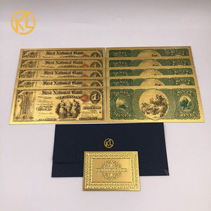 10pcs/lot USA 100 Dollar Gold Foiled Platsic Banknote Bill United States OF America with Envelope for gifts acacuss