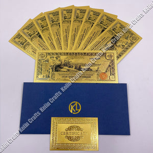 10pcs/lot USA 100 Dollar Gold Foiled Platsic Banknote Bill United States OF America with Envelope for gifts acacuss