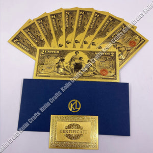 10pcs/lot USA 100 Dollar Gold Foiled Platsic Banknote Bill United States OF America with Envelope for gifts acacuss