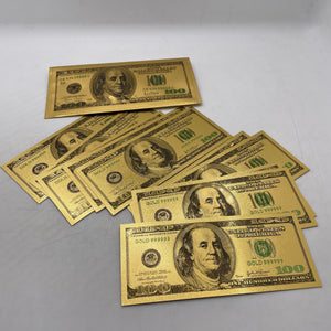 10pcs/lot USA 100 Dollar Gold Foiled Platsic Banknote Bill United States OF America with Envelope for gifts acacuss