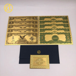 10pcs/lot USA 100 Dollar Gold Foiled Platsic Banknote Bill United States OF America with Envelope for gifts acacuss