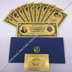 10pcs/lot USA 100 Dollar Gold Foiled Platsic Banknote Bill United States OF America with Envelope for gifts acacuss