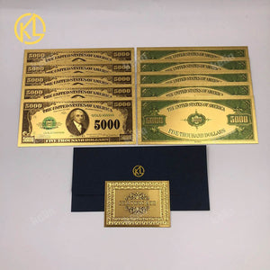 10pcs/lot USA 100 Dollar Gold Foiled Platsic Banknote Bill United States OF America with Envelope for gifts acacuss