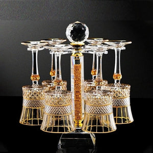 1100ml Drawing Gold Rotating Crystal Glass Decanter High-end Light Luxury Wine Decanter Rotating Tumbler Gyro Decanter acacuss