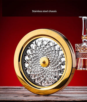 1100ml Drawing Gold Rotating Crystal Glass Decanter High-end Light Luxury Wine Decanter Rotating Tumbler Gyro Decanter acacuss