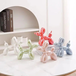 11cm Mini Ceramic Balloon Dog Abstract Ornament Creative Sculpture Study Room Statue Home Office Accessories Festival Decoration acacuss