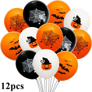 12/1PCS Halloween Ghost Balloons Toys Spider Witch Bat Pumpkin Skeleton Horror Halloween Party Decoration Festival Party Supply acacuss
