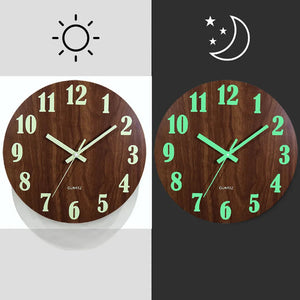 12 Inch Luminous Wall Clock Wood Silent light in dark night Nordic Fashion Wall Clock Non Ticking Clock With Night Light acacuss