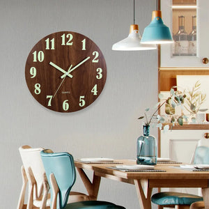 12 Inch Luminous Wall Clock Wood Silent light in dark night Nordic Fashion Wall Clock Non Ticking Clock With Night Light acacuss