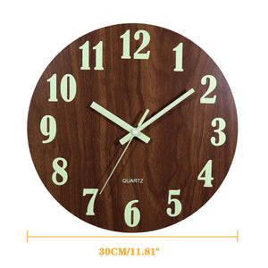 12 Inch Luminous Wall Clock Wood Silent light in dark night Nordic Fashion Wall Clock Non Ticking Clock With Night Light acacuss