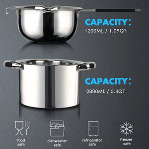 1200ml Candle Wax Melting Pot with 2400ml Stainless Steel Pot for Melting Chocolate Candy Candle Soap Wax Making Kit acacuss