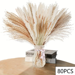125PCS Fluffy Pampas Dried Flowers Bouquet Autumn Christmas Home Decoration Bunny Tail Grass Artifical Flower Boho Wedding Decor acacuss