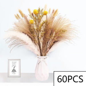 125PCS Fluffy Pampas Dried Flowers Bouquet Autumn Christmas Home Decoration Bunny Tail Grass Artifical Flower Boho Wedding Decor acacuss
