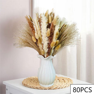 125PCS Fluffy Pampas Dried Flowers Bouquet Autumn Christmas Home Decoration Bunny Tail Grass Artifical Flower Boho Wedding Decor acacuss
