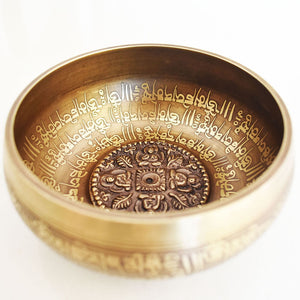 12CM Nepal Handmade Singing Bowls Set Buddha Mantra Design Tibetan Sound Bowl for Yoga Chanting Meditation Decoracion acacuss