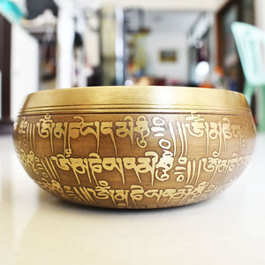 12CM Nepal Handmade Singing Bowls Set Buddha Mantra Design Tibetan Sound Bowl for Yoga Chanting Meditation Decoracion acacuss