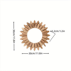 12inch Rustic Wooden Farmhouse Decorative Mirror Wall Mounted Vanity Mirror acacuss