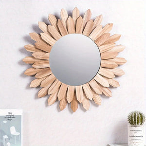 12inch Rustic Wooden Farmhouse Decorative Mirror Wall Mounted Vanity Mirror acacuss