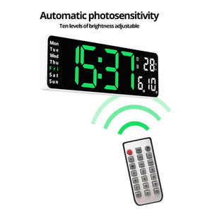 13/16 Inches Large LED Digital Wall Clock ,Wall Mounted Remote Control Temperature Date Week Display Timer Dual Alarm Clock acacuss
