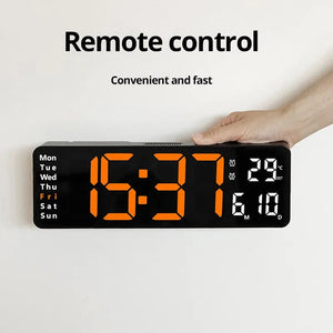 13/16 Inches Large LED Digital Wall Clock ,Wall Mounted Remote Control Temperature Date Week Display Timer Dual Alarm Clock acacuss