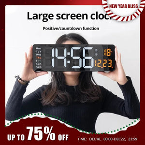 13/16 Inches Large LED Digital Wall Clock ,Wall Mounted Remote Control Temperature Date Week Display Timer Dual Alarm Clock acacuss
