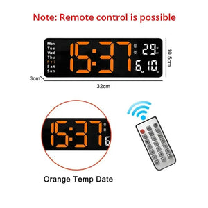 13/16 Inches Large LED Digital Wall Clock ,Wall Mounted Remote Control Temperature Date Week Display Timer Dual Alarm Clock acacuss